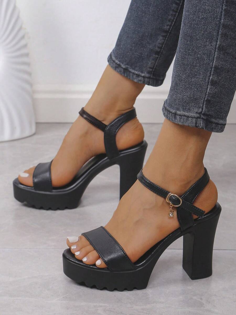 Women's Comfy And Versatile High-Heeled Sandals With Single Buckle Strap, Women's High-Heeled Sandals