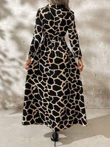 SHEIN Clasi Women's Geometric Pattern Shirt Style Long Dress Teacher Outfits