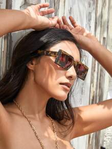 SHEIN VCAY 1pc Cute & Basic Full-Frame Fashion Eyeglasses For Women, Suitable For Casual & Vacation,School - Brown - View 3