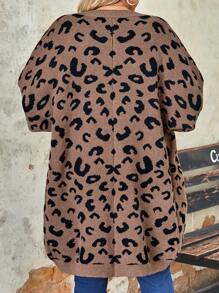 Plus 豹纹落肩开衫，棕色女式开衫 - 彩色 - 查看 2