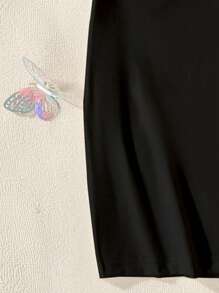 Tween Girl Short Sleeve Painted Sun Creative Letter Print T-Shirt, Summer Casual Top With Atmosphere And Versatility - Black - View 3