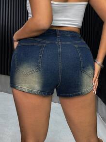 SHEIN ICON Plus High Waist Ripped Denim Shorts For Summer