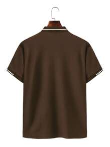 Manfinity Homme Men's Color Block Short Sleeve Casual/Commute Polo Shirt, Summer - Mocha Brown - View 2
