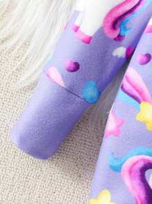 Baby Girl Cute Unicorn, Rainbow, Cloud, Star Printed 2-Piece Pajama And Set - Multicolor - View 2