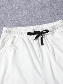 Ensemble de t-shirt à manches courtes et de shorts imprimés décontracté et ample pour garçon préadolescent - Blanc - Voir 8