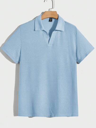 Manfinity RelaxMax Men's Solid Color Short Sleeve Polo Shirt, Casual Daily Wear