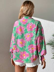 SHEIN VCAY 印花燈籠袖襯衫 - 彩色 - 查看 2