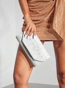 SHEIN BAE Women's Embossed Clutch Bag For Date Night Or Valentine's Day - White - View 4