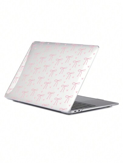 Kawaii Boîtier cristal transparent avec nœud papillon rose charmant et design de cœur de fille pour PC, motif de nœud papillon rose