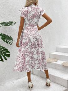 Breezaya Women's Vacation Leisure Random Print Ruffle Hem Dress - Multicolor - View 2