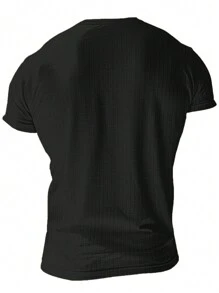 Men's Solid Color Button Placket Short Sleeve Casual T-Shirt