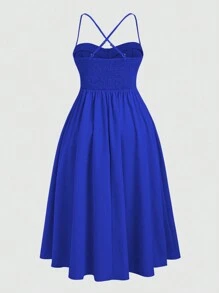 SHEIN Unity Plus Crisscross Backless Cami Dress For Summer - Blue - View 2