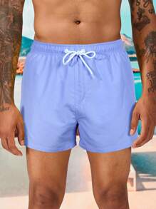 Surfspeed Men Beach Shorts Kolor Ditambal Striped Liburan - Biru - View 3