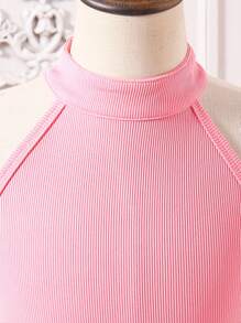 Tween Girls Sukienka z aplikacjami i kontrastową siateczką z dekoltem typu halter