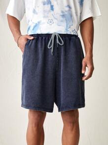 Manfinity VCAY Men's Casual Knitted Casual Shorts With Letter Print Pockets