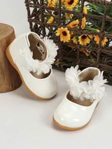 1pair New Outdoor Flat Shoes For Autumn And Winter, Cute Baby Walking Shoes, Fashionable Flat Shoes For Baby Girls Indoors/Outdoors - White - View 4