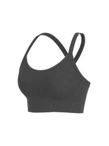 SHEIN Sport Studio Top sportivo asimmetrico a collo attillato, canotta da allenamento