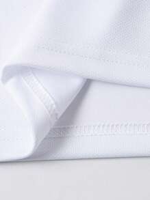 Camisa tipo polo de manga corta casual con ribete a rayas, para hombre, ideal para el verano y el golf - Blanco - Ver 5