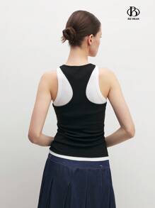 BizChic 2 pièces Débardeur et Top noir de tenue de travail de bureau pour femme d'affaires, tenue décontractée en tricot sans manches monochromatique