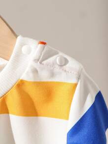 3pcs/Set Baby Boys' Striped Top + Jeans + Bag Outfit Set - Multicolor - View 5