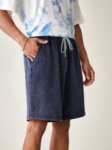 Manfinity VCAY Men's Casual Knitted Casual Shorts With Letter Print Pockets