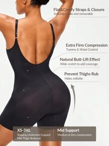 Shapelle Forme Shaping Underwire Cupped Mid Thigh Bodysuit Body Shaper Bust& Butt Lifter-Tummy Waist Thigh Control