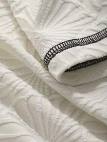 Dazy Plus 大码拼色提花宽松短袖 T 恤 - 米色 - 查看 8