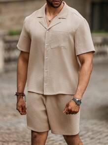 Manfinity Homme Ensemble de chemise à manches courtes et de short grande taille pour hommes