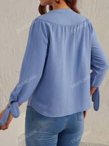 DEARCASE Women's Spring/Summer Solid Color Single-Breasted Shirt With Solid Knot Cuff