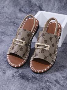 Sandali piatti da donna, sandali infradito con stampa floreale bianca e cinturino regolabile, ciabatte scorrevoli, adatti per uso interno ed esterno