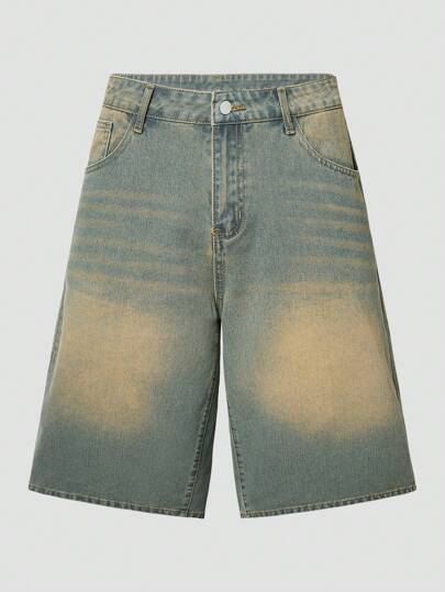 Street Life Men's Summer Casual Washed Denim Jorts Shorts, School