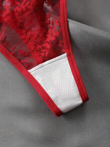 Women's Multicolored Contrast Lace Sheer Sexy G-String Panties (Pack Of 3) - Multicolor - View 4