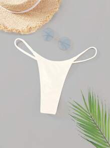 Swim Basics Bottom de bikini sexy de unicolor blanco para mujeres, ideal para playa y verano