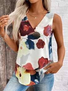SHEIN LUNE Top sin mangas estampado de flores para el verano