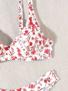 SHEIN Swim 女士两件套比基尼套装，随机印花，版权已购买，钢圈设计夏季海滩 - 彩色 - 查看 3