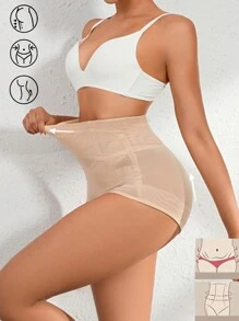 Women's Simple Elastic Daily Wear Body Shaping Butt Lifting Pants - Apricot - View 3