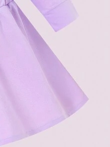 SHEIN 寶寶女童紫色拼接長袖拉鍊連身裙，秋季涼爽可愛的日常休閒裝 - 彩色 - 查看 4