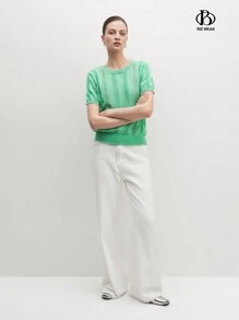 BizChic Women Solid Pointelle Knit Top For Summer - Green - View 7