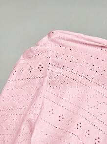 SHEIN EZwear Eyelet Embroidery Solid Ruffle Hem Tube Top