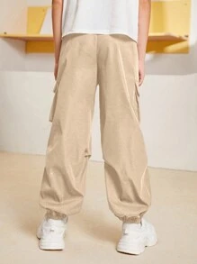 SHEIN Tween Boy Casual Stylish Side Flap Pocket Cargo Pants For Older Kids - Khaki - View 3