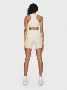 INAWLY Conjunto de duas peças: Top de Tanque Diário Simples de Cor Sólida para Mulheres e Calça - Damasco - Ver 2