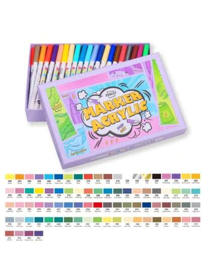 1 Box 48/60/84 Colors Acrylic Paint Pens, Fine Tip Soft Head Waterproof Odorless Markers For Art Drawing, 48/60/84 Colors Available
