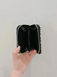 ROMWE Grunge Punk Y2K風格熱門女孩短款卡其豹紋錢包，多功能卡片套 - 彩色 - 查看 2