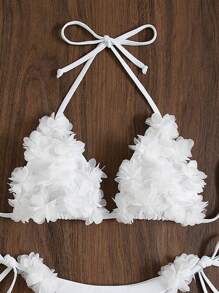 SHEIN Swim Summer Beach Appliques Halter Triangle Bikini Top