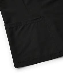 SHEIN TaskFit Ensemble uniforme de pantalon long et chemise à manches courtes simple de couleur unie pour grande taille, à zip au col, uniforme et blouse pour grande taille - Noir - Voir 9