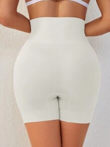 Women's Seamless High-Waisted Tummy Control Butt Lifter Underwear, Breathable Safety Panties, Shapewear Brief (1pc) - White - View 2