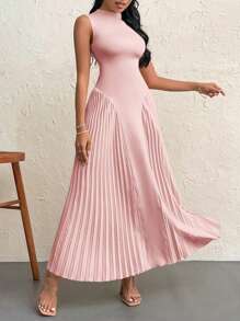 Firerie Women's Elegant Pleated A-Line Bodycon Dress - Baby Pink - View 5