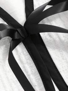 DAZY Contrast Binding Tie Front Crop Jacket - White - View 9