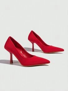 Women's Red Pointed Toe Stiletto High Heels Red Shoes, Ideal For Parties In Summer And Spring - Red - View 2