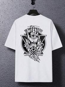 Manfinity Dauomo Zomer-T-shirt met ronde hals, korte mouwen en slogan voor heren